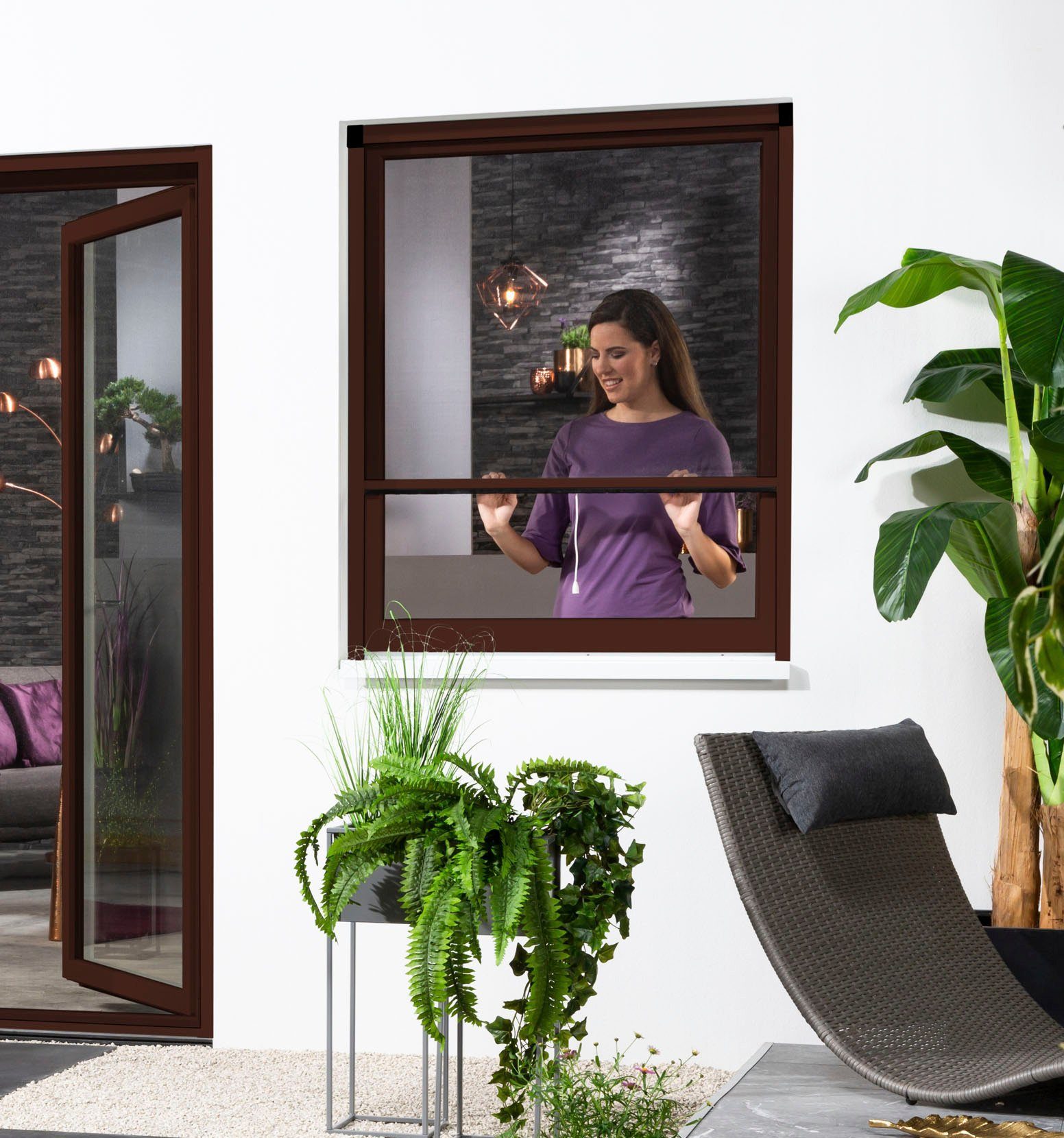 hecht international Insektenschutz-Fensterrahmen SMART, 130x160 cm, kürzbar,  Hochwertiges Fliegengitter mit perfekter Durchsicht