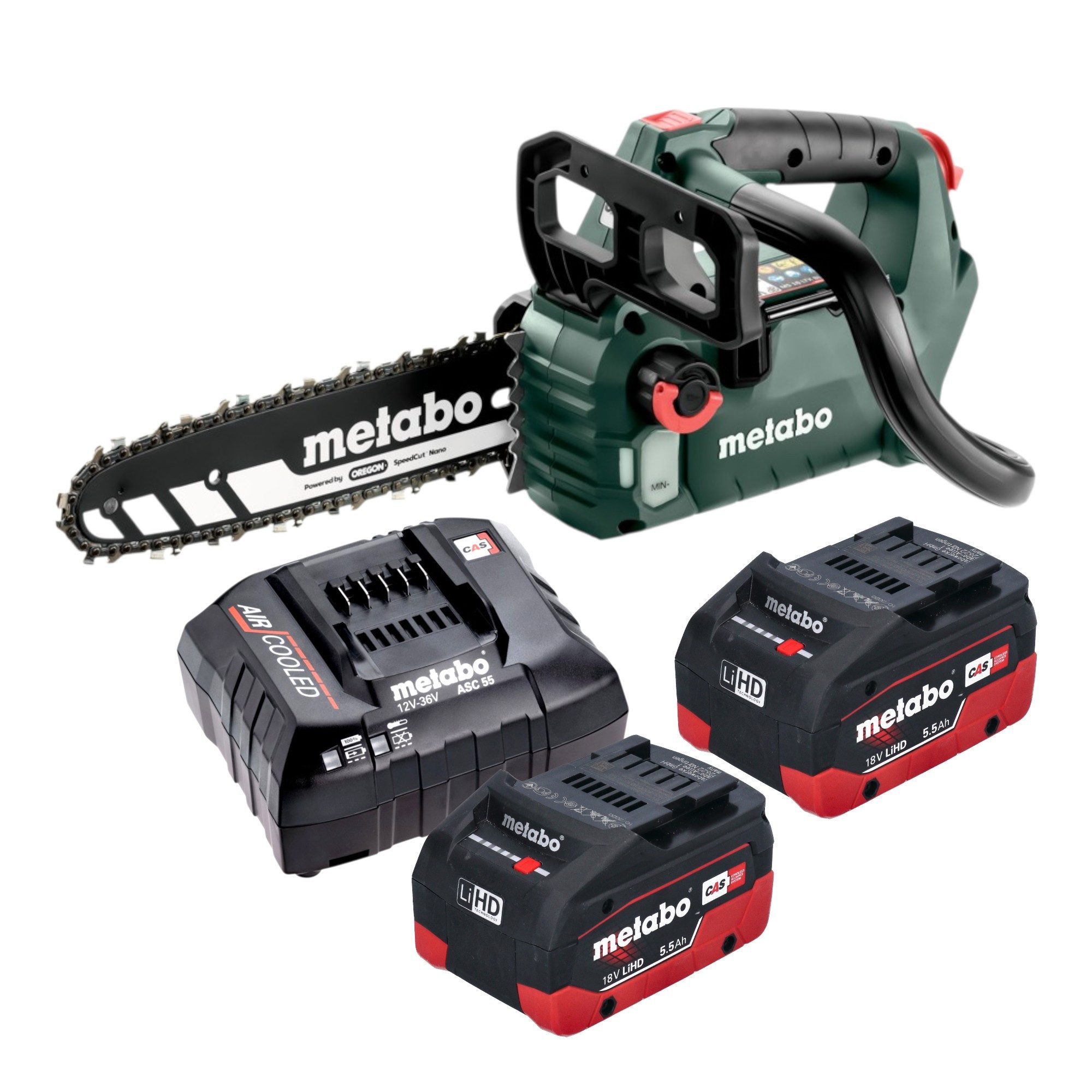metabo Akku-Kettensäge MS 18 LTX BL 25 18 V 25 cm Brushless + 2x LiHD Akku 5,5 Ah + Ladegerät