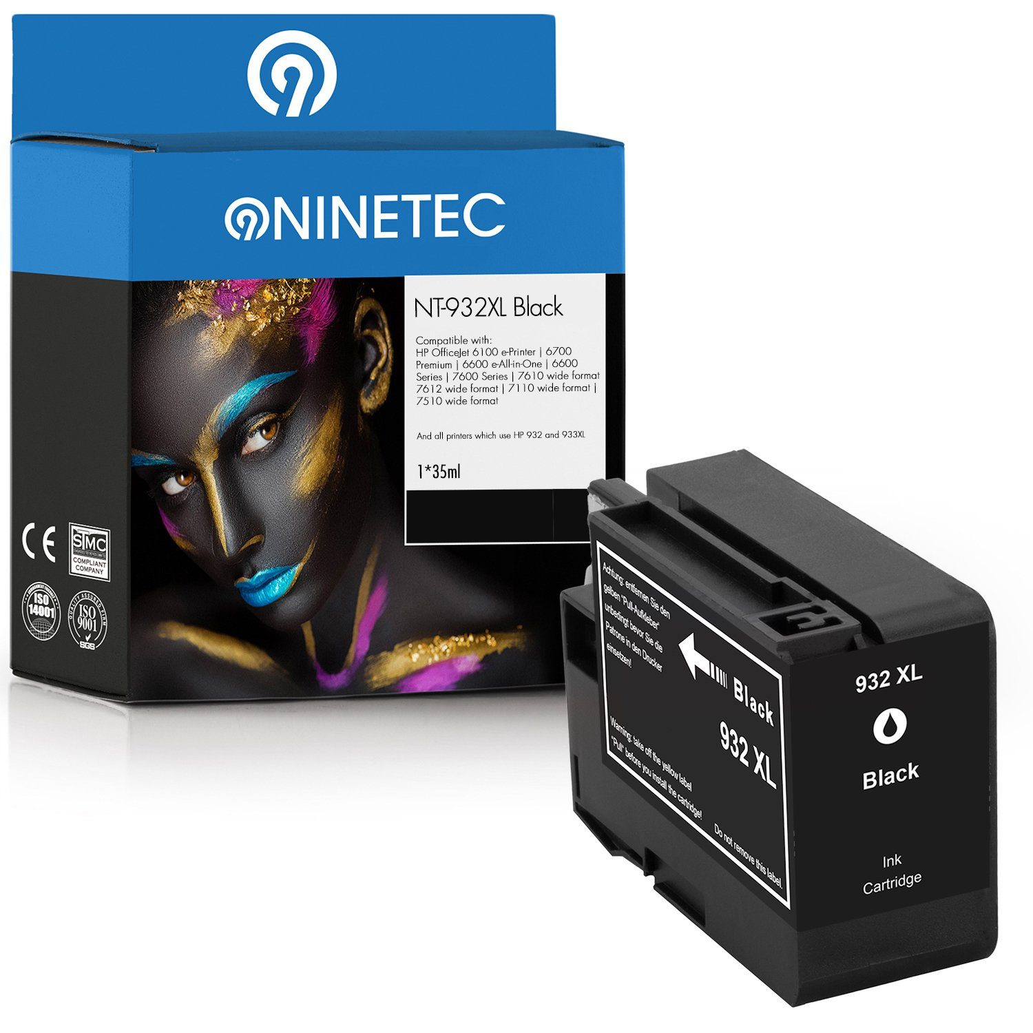 NINETEC ersetzt 932XL 932 Black XL Tintenpatrone HP