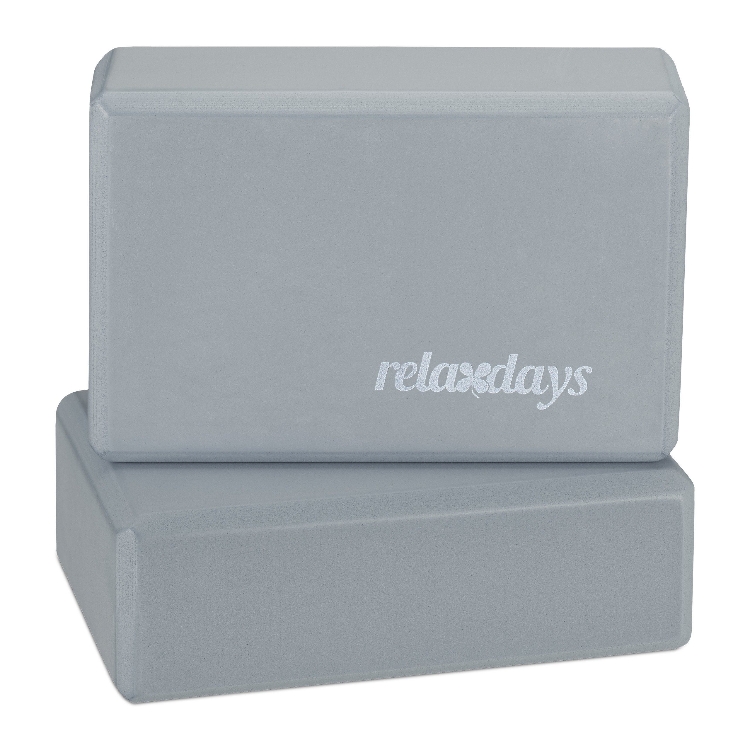 relaxdays Yogablock im 2er Set, (2-tlg), grau