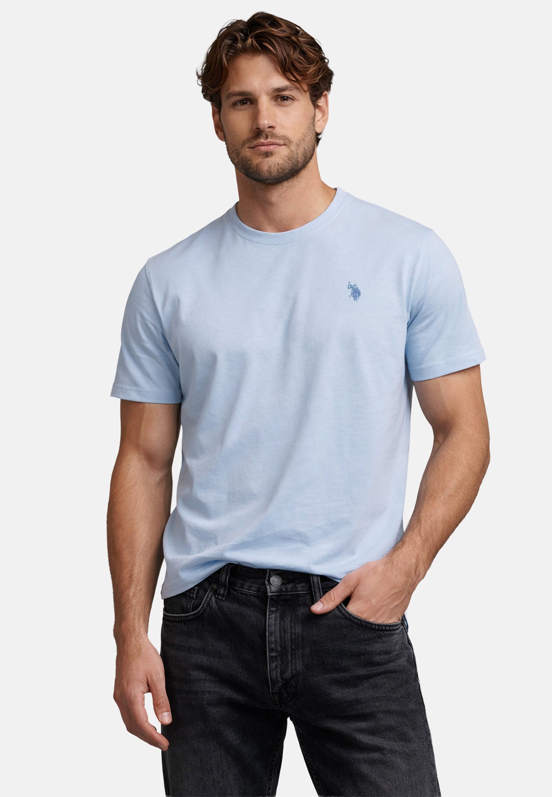 U.S. Polo Assn. T-Shirt USCaaleb – Herren Basic mit Rundhalsausschnitt 100 % Baumwolle mit weicher Haptik und leichtem Tragegefühl