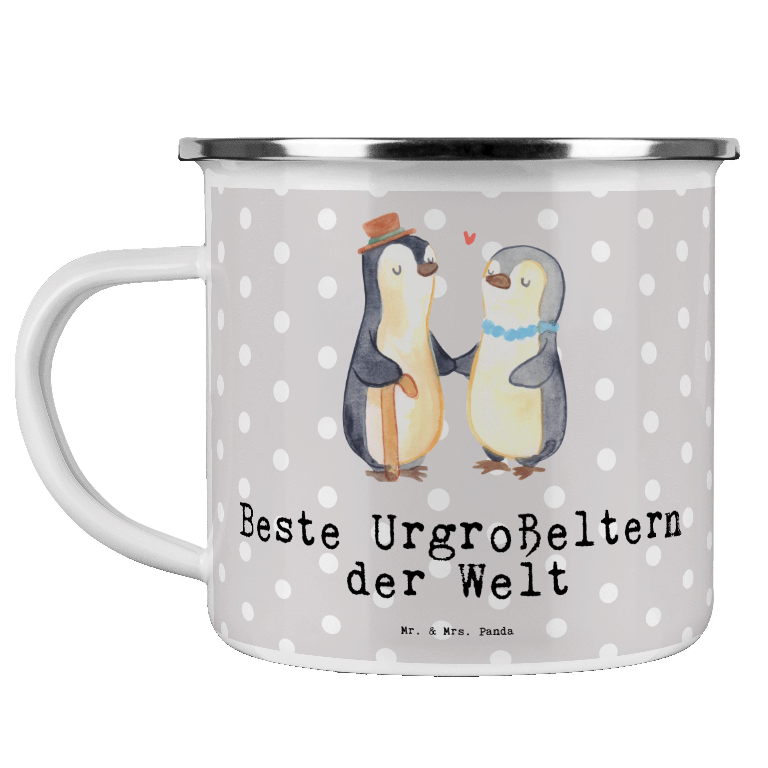 Mr. & Mrs. Panda Pastell - Emaille Welt Geschenk, der Urgroßeltern Becher Pinguin - Beste Grau Campin