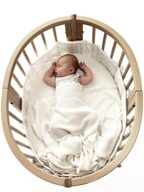 Bettnestchen Sleepi Mini – Ovales Babynest aus Baumwolle & Leinen – Zubehör für das Stokke Sleepi Mini Kinderbett – Farbe: Weiß