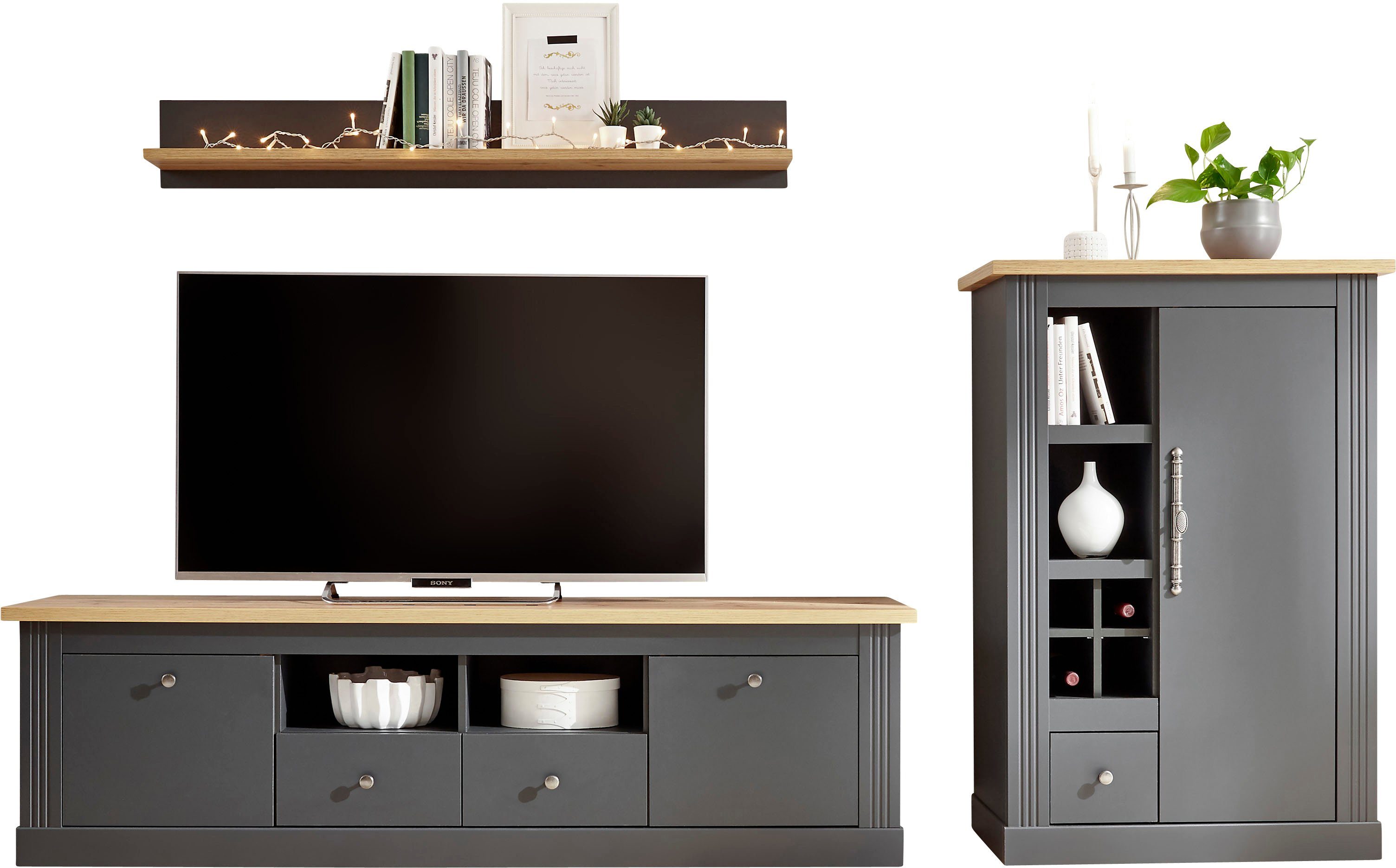 Home affaire Wohnwand Westminster BESTSELLER!, (Set, 3-St., Lowboard, Kommo günstig online kaufen