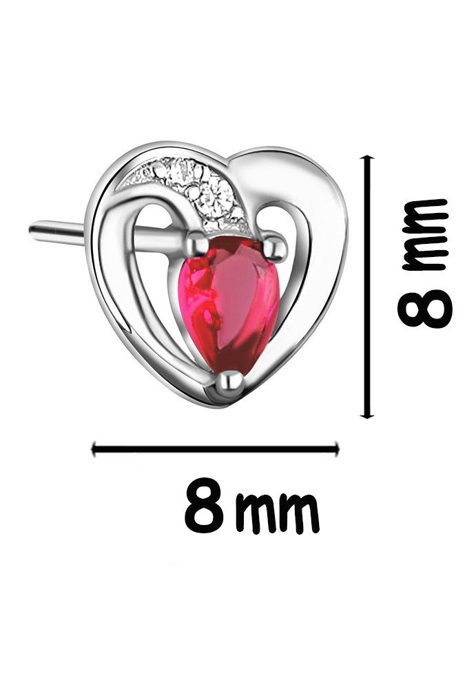 Limana Paar Ohrstecker Ohrringe 925 Silber Herz Herzohrringe Schmuck für Damen Frauen rot (inkl. Schmuckbox), Geschenk Valentinstag Jahrestag Weihnachten Geburtstag Muttertag