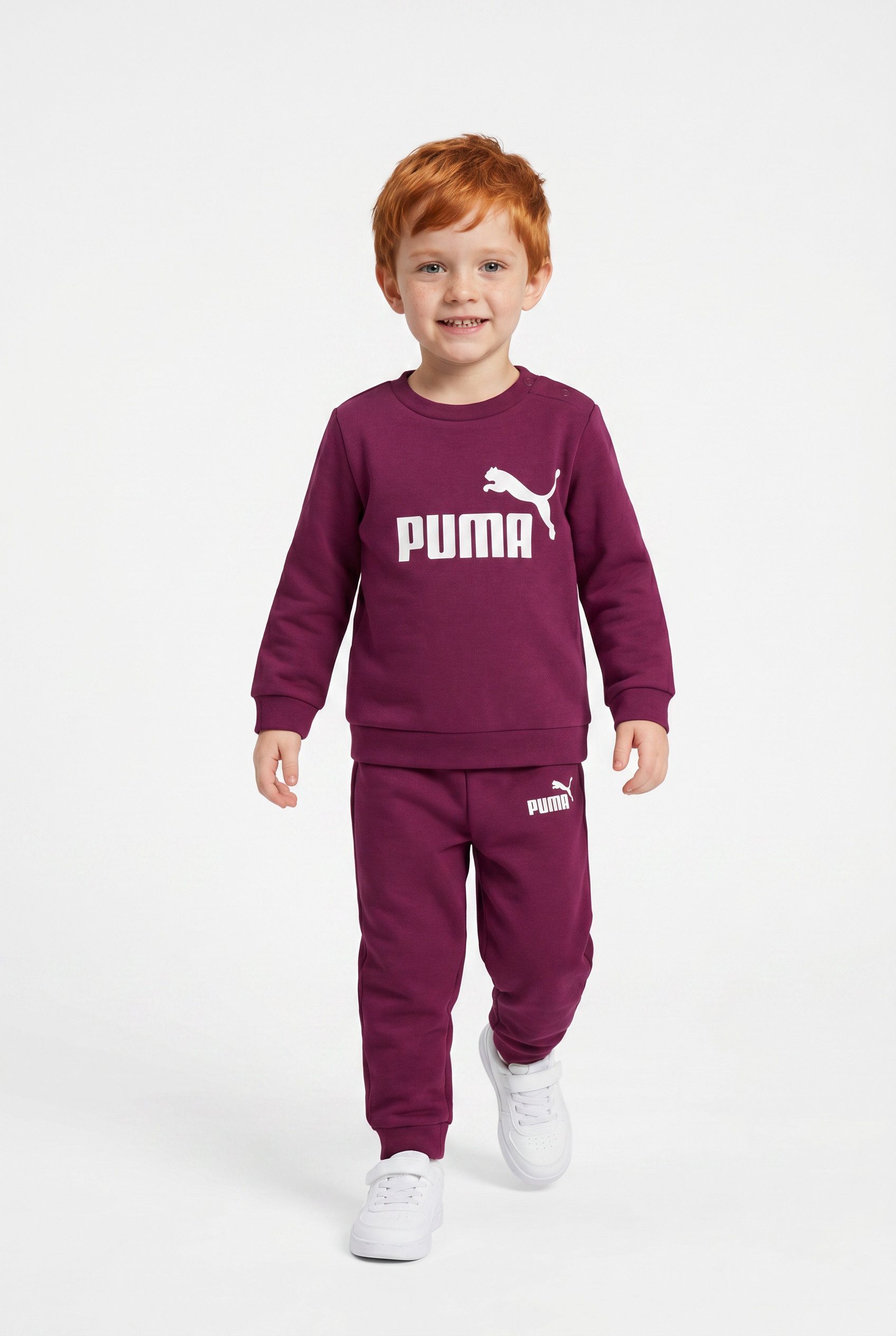 PUMA Trainingsanzug MINICATS ESS CREW SET FL INF (2-tlg), aus kuscheligem Fleecestoff