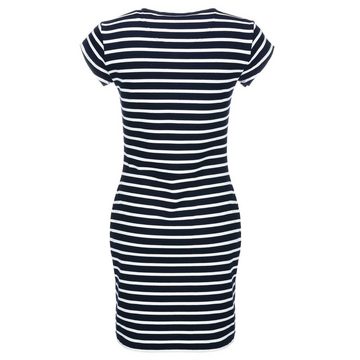 modAS Shirtkleid Damen Kleid Kurzarm Streifen - Bretonisches Streifenkleid Knopfleiste