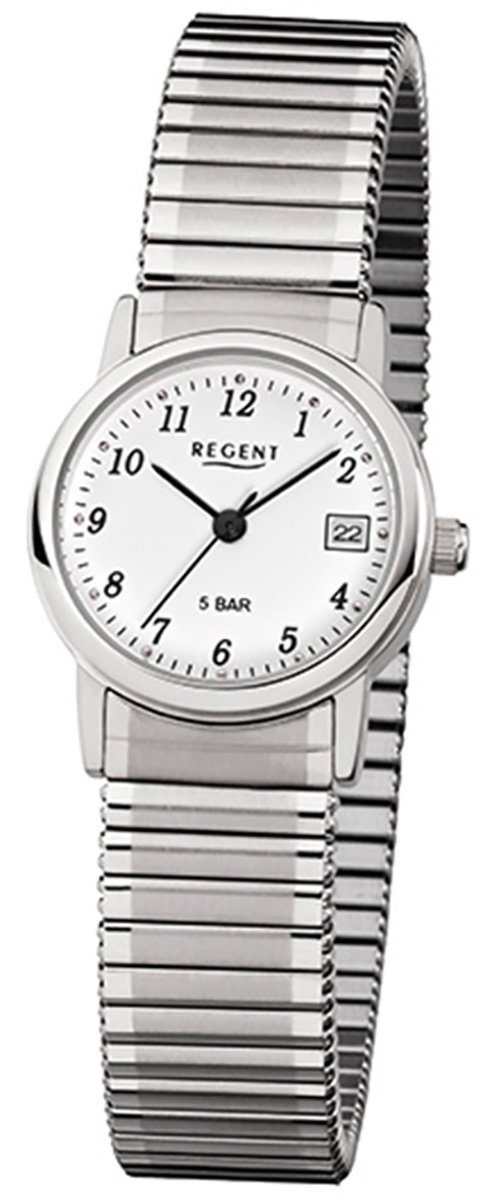 Regent Quarzuhr Regent Damen-Armbanduhr silber Analog F-888, Damen Armbanduhr rund, klein (ca. 25mm), Edelstahlarmband