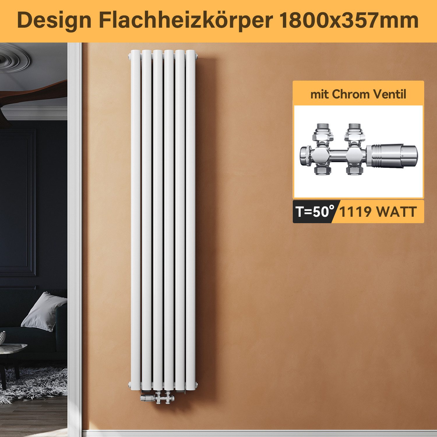 SONNI Badheizkörper Радиаторы Design Röhren Heizung modern, Weiß
