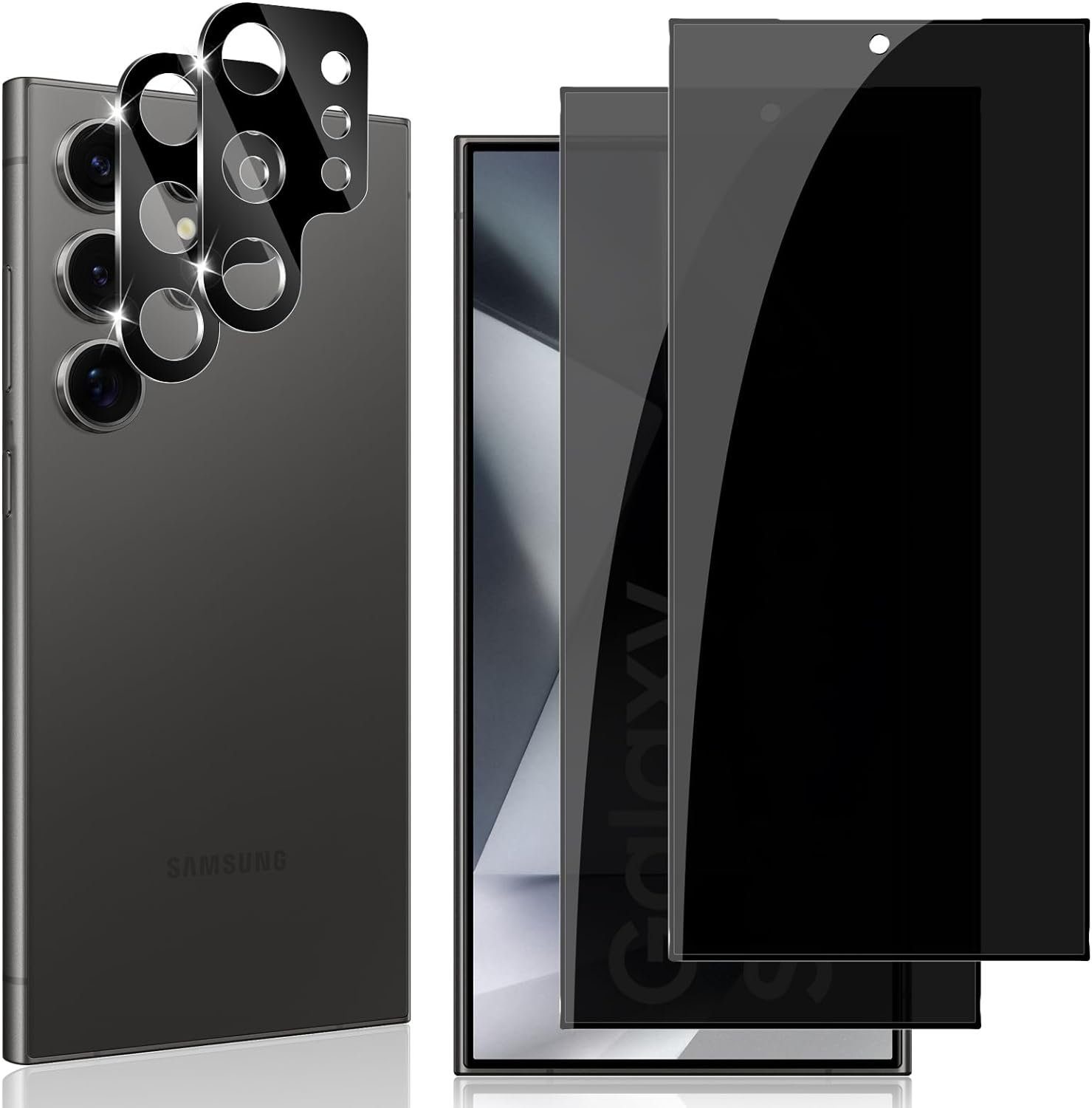MSM Displayschutzglas 4in1 Schutzglas für Samsung Galaxy S24 Ultra Panzerfolie Blickschutz