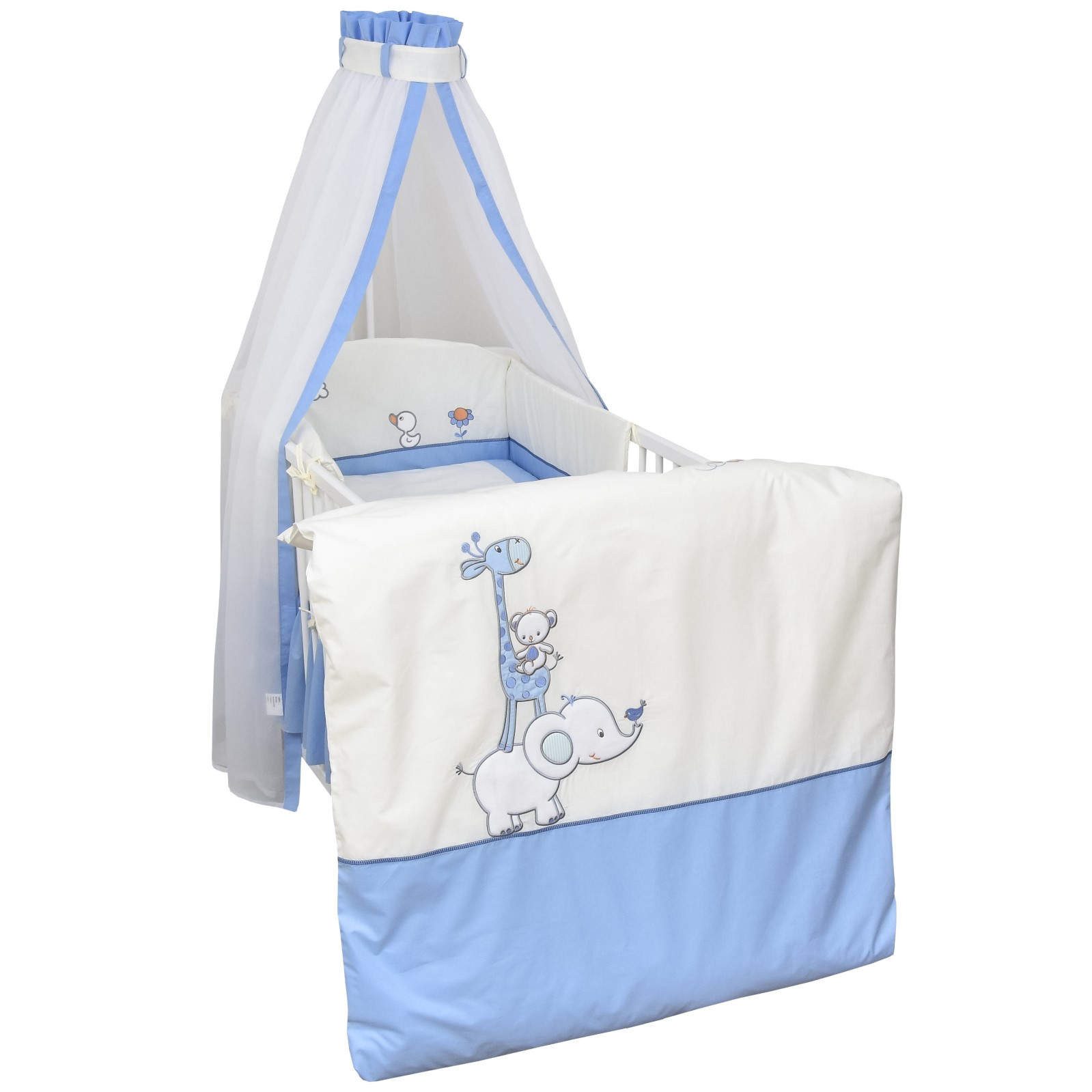 Babybettwäsche Baby Bettwäsche Set 4-Tlg. Nestchen Chiffonhimmel