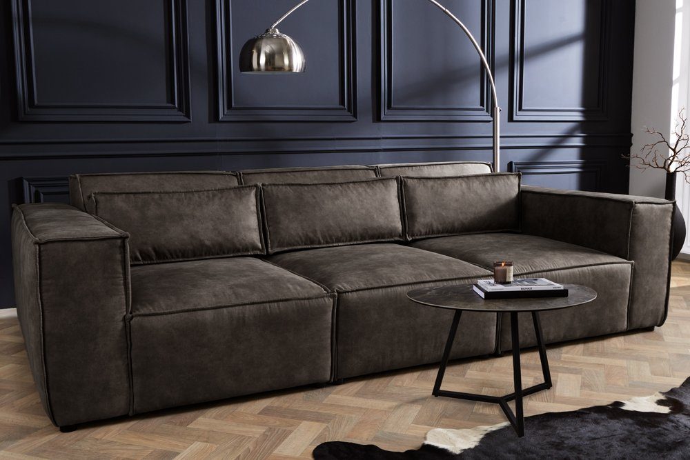 riess-ambiente 3-Sitzer BOSSA NOVA 260cm antik dunkelgrau, Einzelartikel 1 Teile, Wohnzimmer · Microfaser · inkl. Kissen · Modern Design