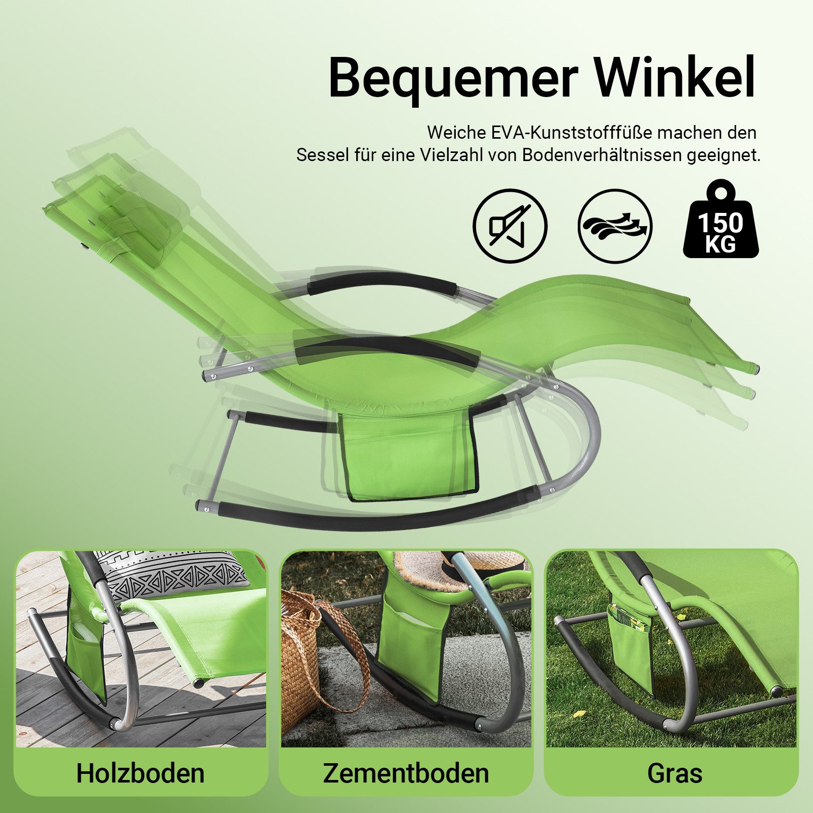 SoBuy Gartenliege OGS28x2, Schaukelstuhl Schaukelliege Strandliege Gartenmöbel, 2 st, Sonnenliege 2 Personen Liegestuhl Gartenliege wetterfest,Outdoor