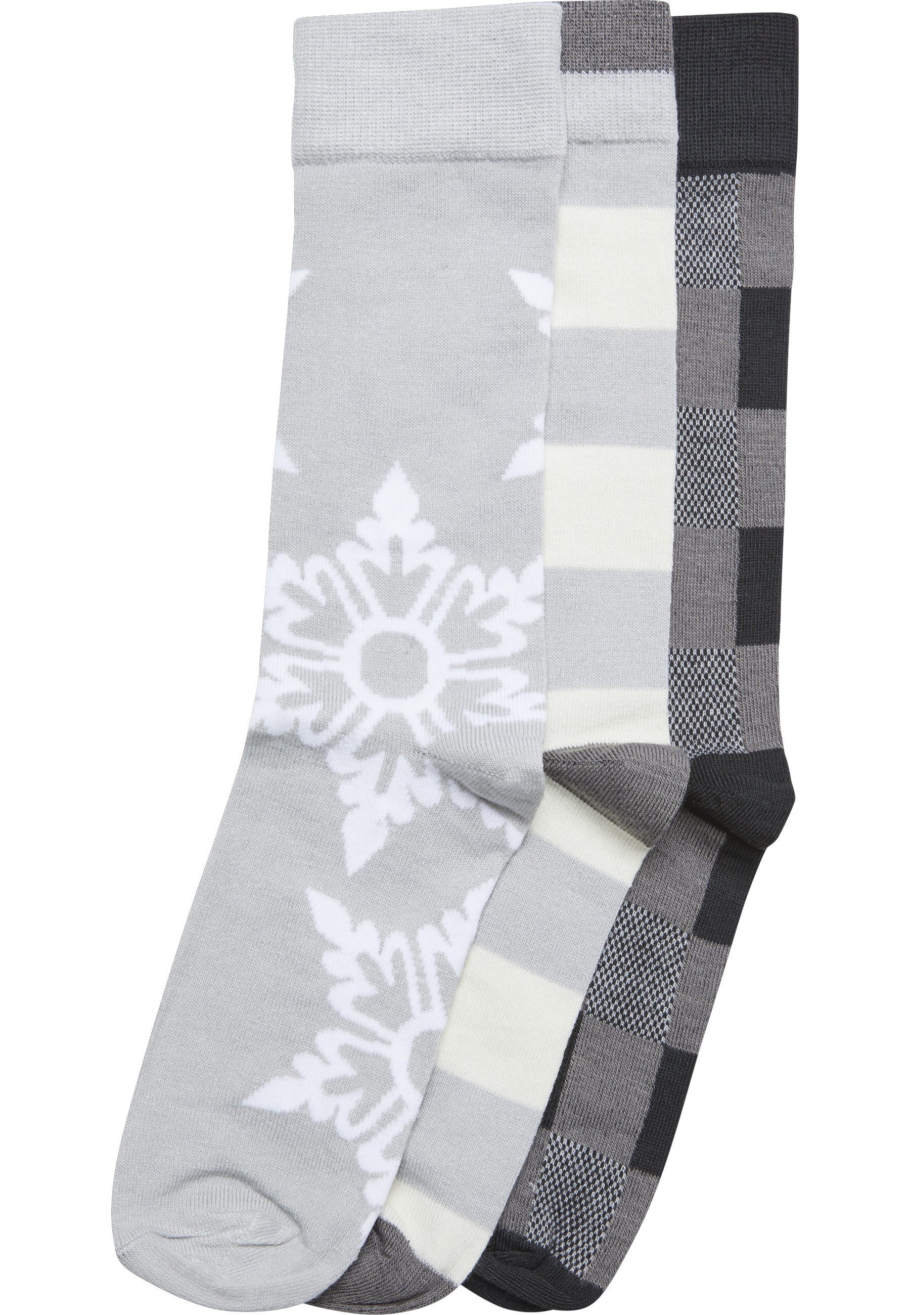 URBAN CLASSICS Basicsocken Urban Classics Unisex Christmas Snowflakes Socks 3-Pack (1-Paar)