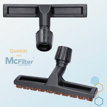 McFilter Parkettdüse Universal mit Vario-Anschluss, Zubehör für alle Staubsauger mit Saugrohranschluss (30-37 mm), (1-tlg), mit 2 Bürsten, Rosshaar, 2 Filzlaufräder an Unterseite