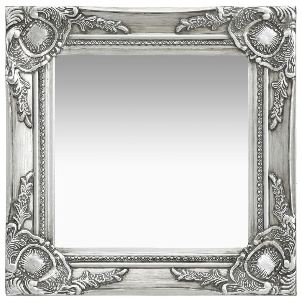 möbelando Barockspiegel 3002665 (BxH: 40x40 cm), aus Holz und Glas in Silber