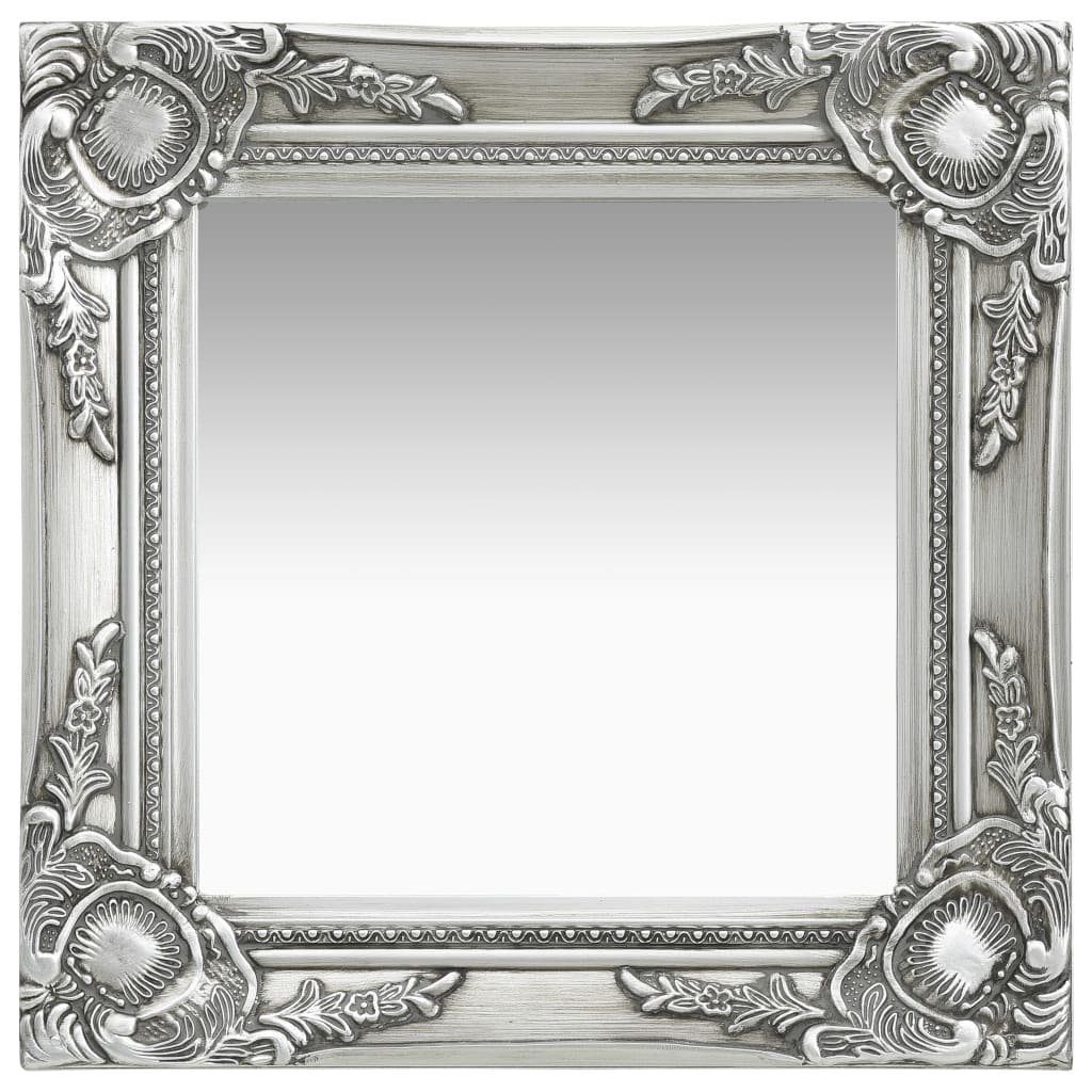 vidaXL Barockspiegel aus Holz und Glas in Silber (BxH: 40x40 cm)