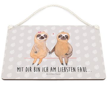 Mr. & Mrs. Panda Hinweisschild Faultier Pärchen - Grau Pastell - Geschenk, Faultierliebe, Beziehung, (1 St)