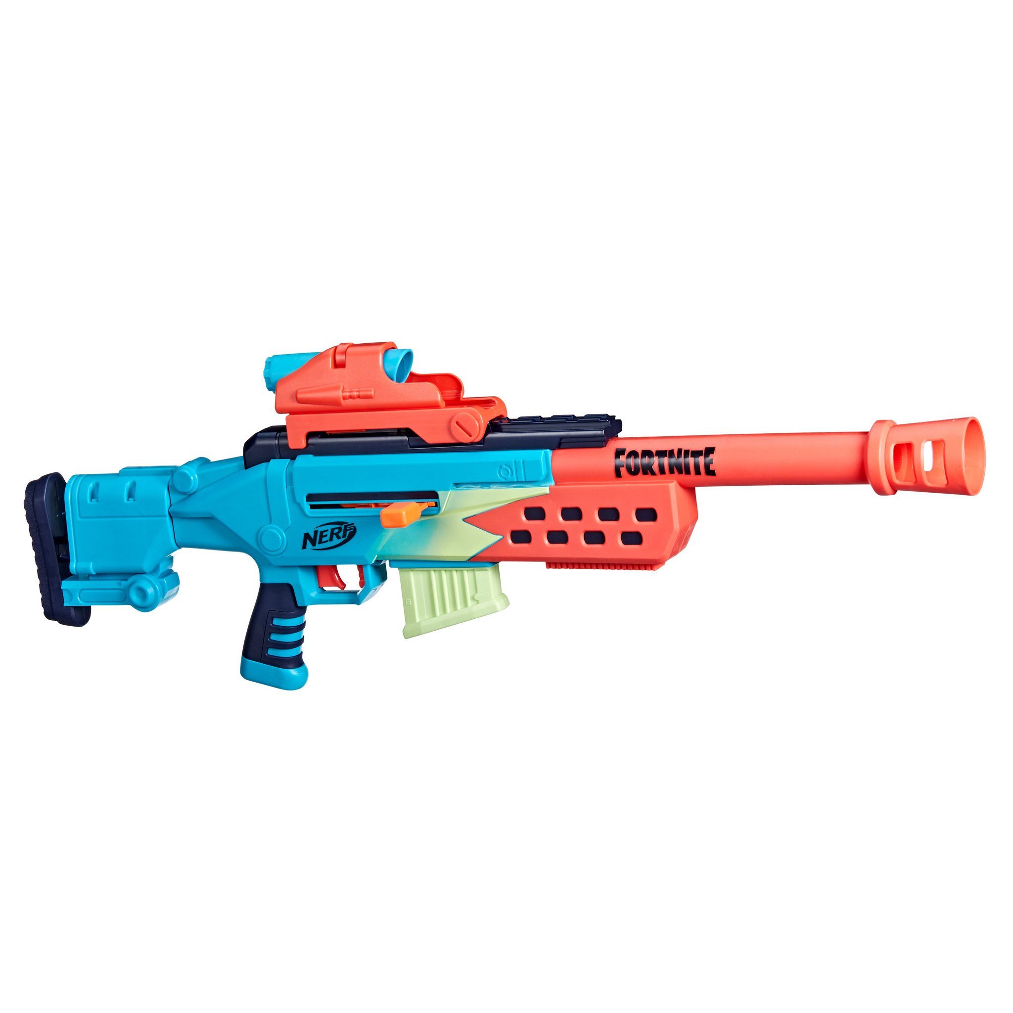 Hasbro Blaster NERF Fortnite Storm Scout - Blaster zielt 22m, Storm Scout Blaster: Coller Repetierer mit Magazin.