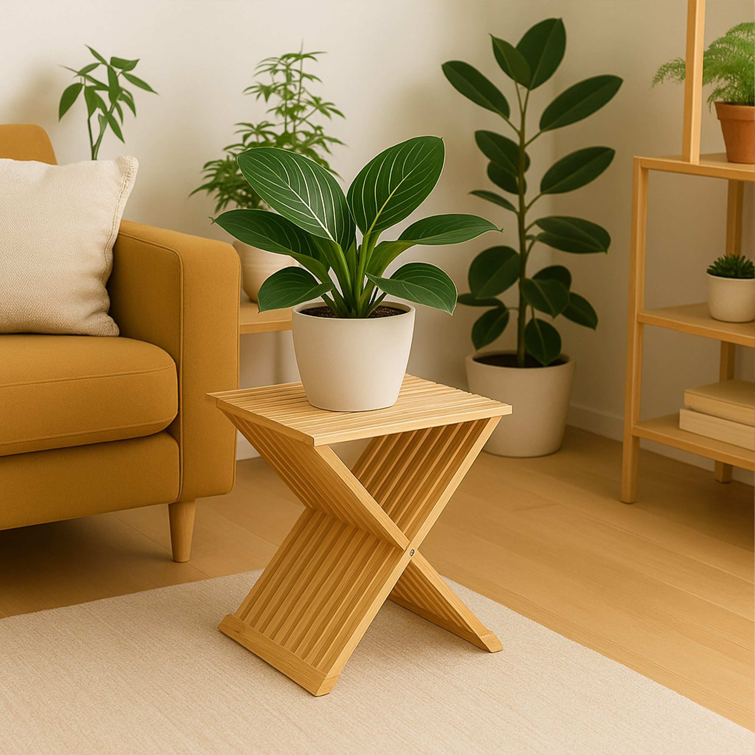 relaxdays Blumenhocker Pflanzenhocker klappbar Bambus günstig online kaufen