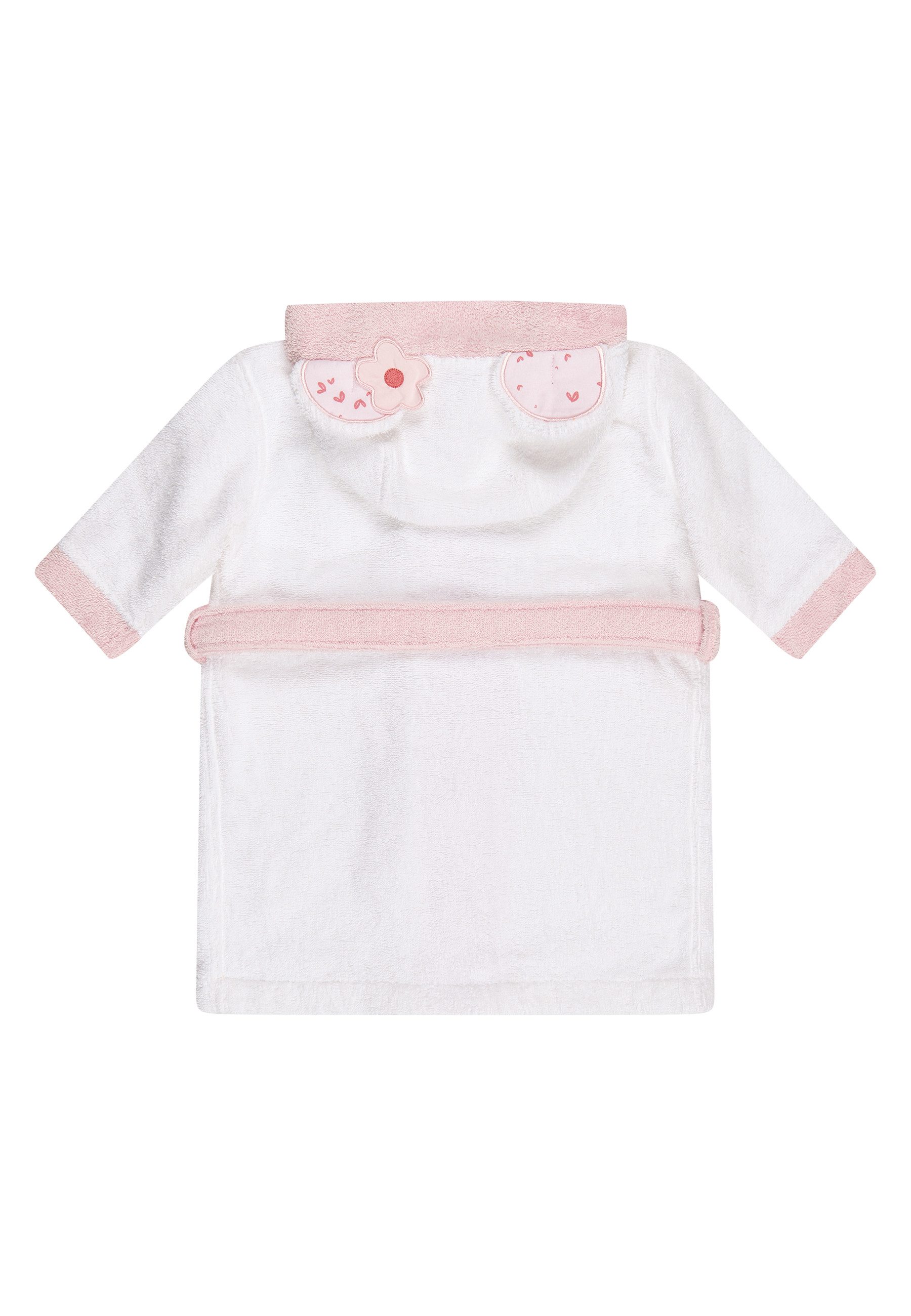 Sterntaler® Babybademantel Bademantel BÄR Betty, lange Arme, Oberstoff: 100 % Baumwolle, aus saugfähiger Baumwolle, kuschelweiche Frotteequalität, mit Kapuze und Gürtel, 3D Elemente an der Kapuze, edle Holzknöpfe, Knöpfe, Bademantel aus weichem Frottee, 3D Ohren an der Kapuze, Knöpfe, Gürtel