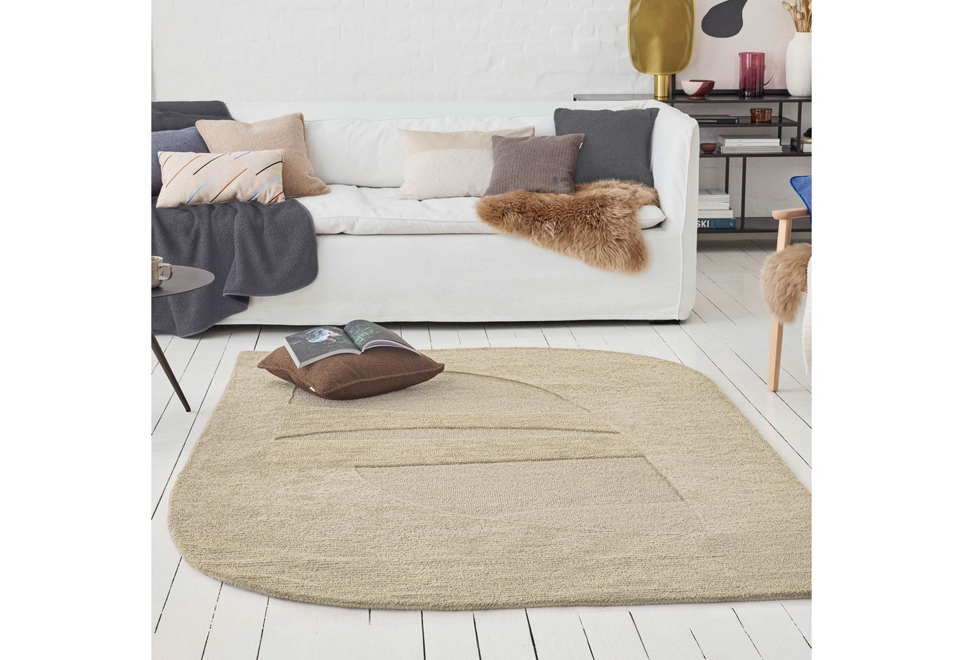 Wecon home Teppich Dodo, rechteckig, Höhe: 10 mm, Wollteppich, asymmetrisch, hochwertig, handgetuftet, robust, modern