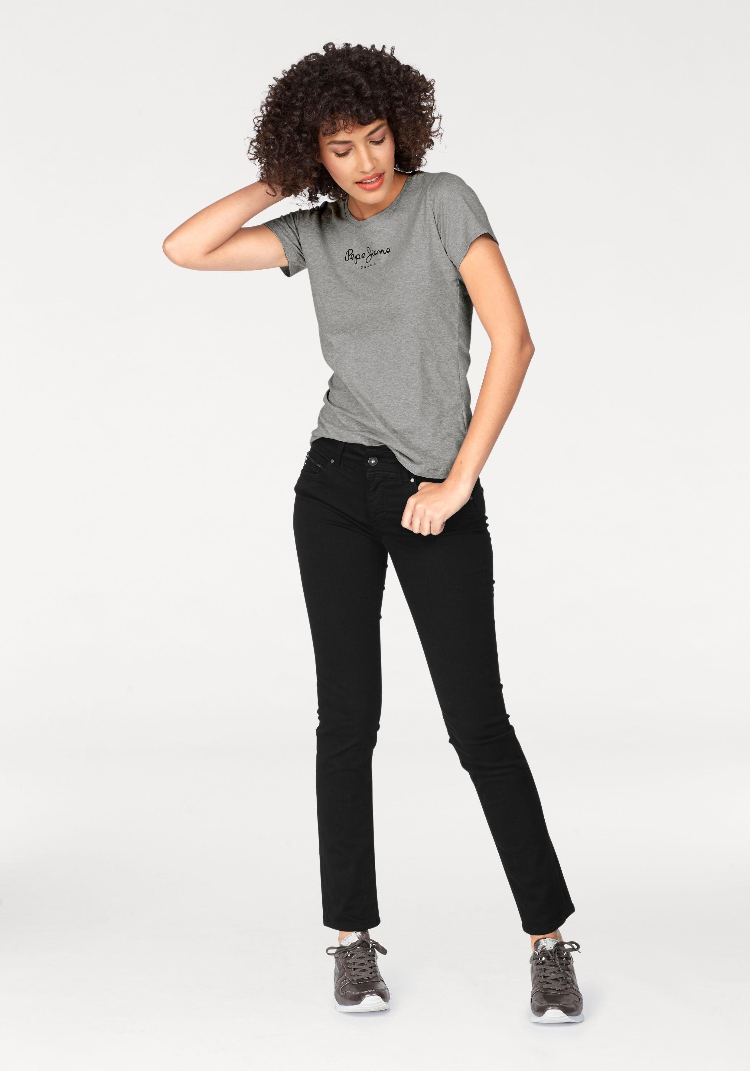 T-Shirt NEW Jeans marl mit 933 grey VIRGINIA Pepe Logo-Print