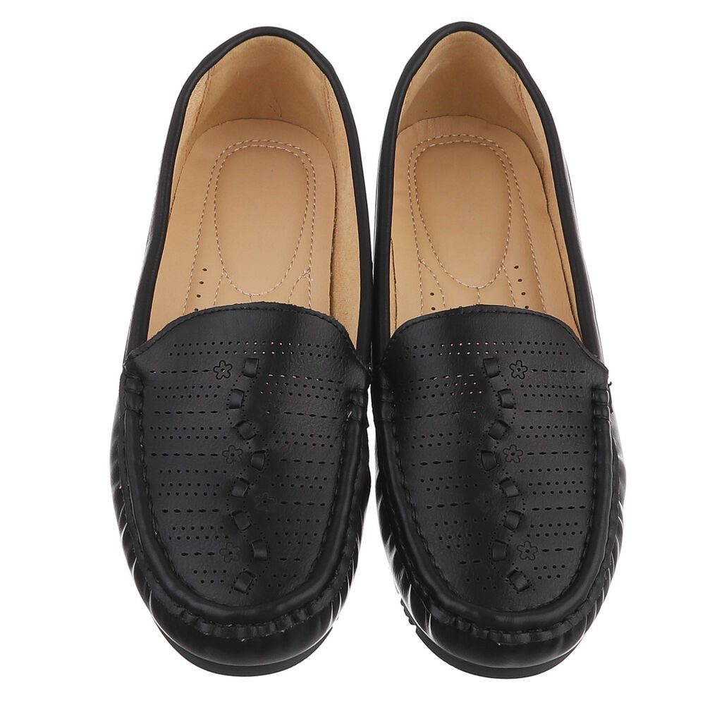 Ital-Design Damen Slipper mit erhöhtem Tragekomfort und Luftdurchlässigkeit Slipper (91512562) Flach Mokassins in Schwarz – Bild 4 von 5