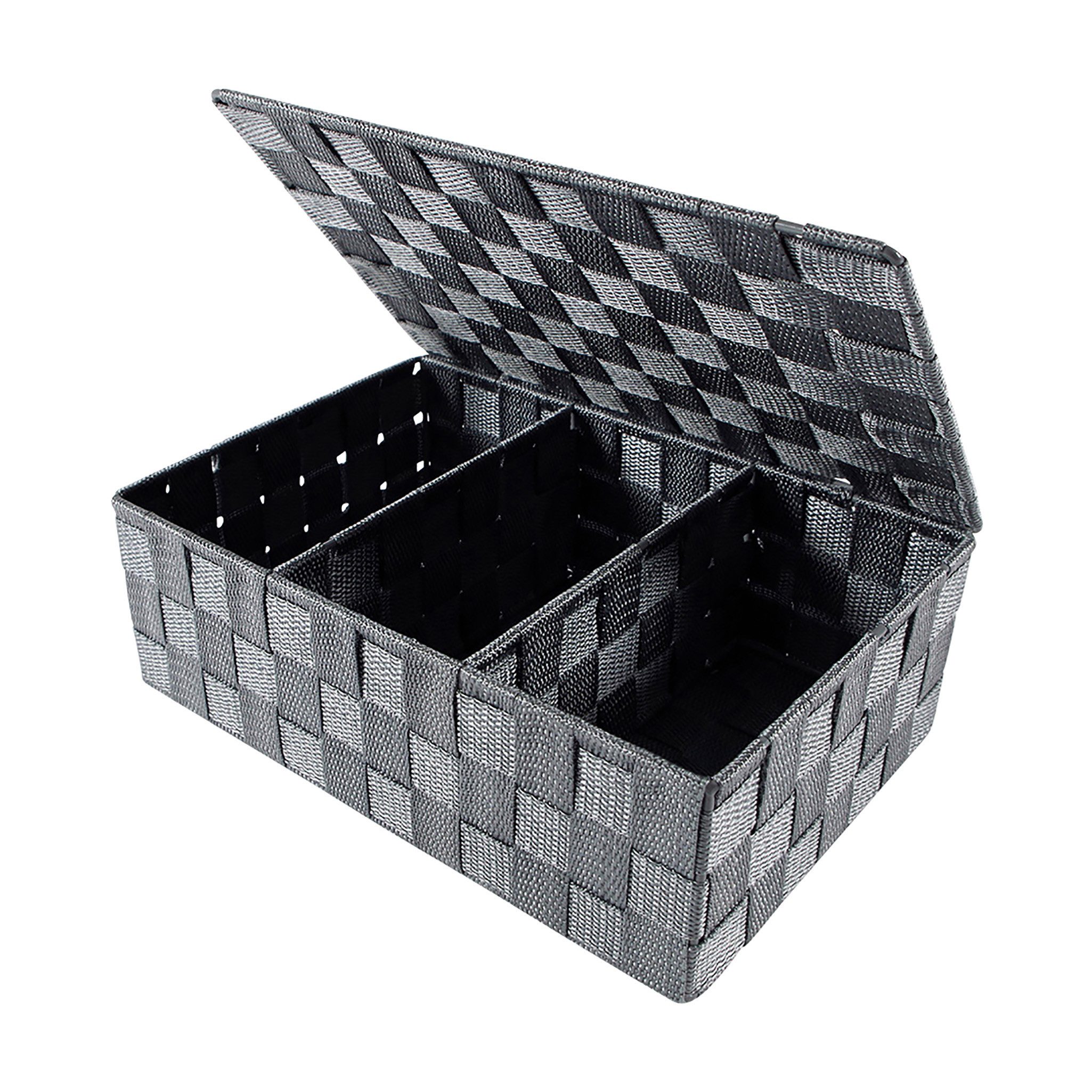 Kobolo Aufbewahrungskorb Regalkorb grau mit Deckel Nylon auf Metallrahmen günstig online kaufen