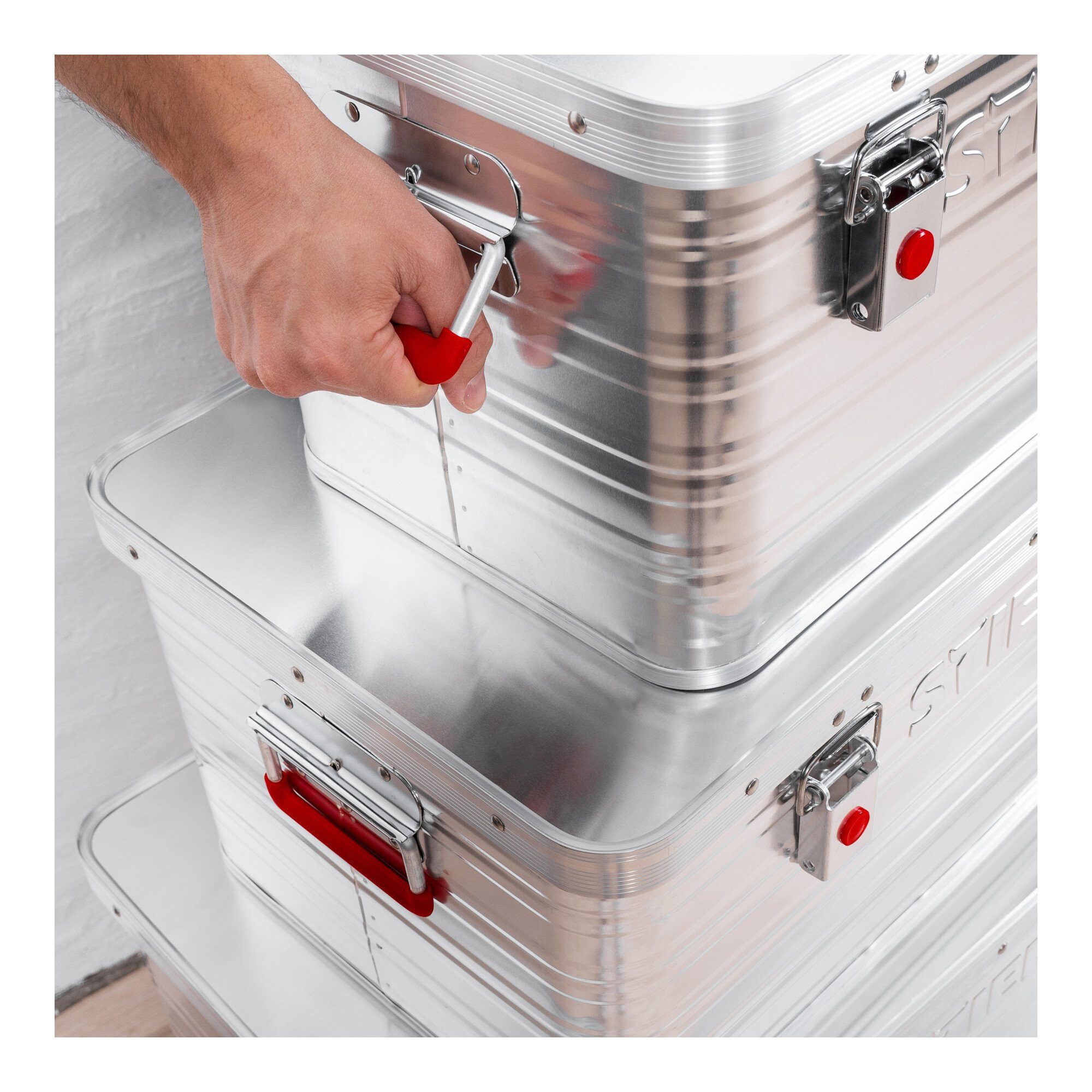 Stier Aufbewahrungsbox STIER Alubox Aluminiumbox Transportkiste Staub und Spritzwasserschutz