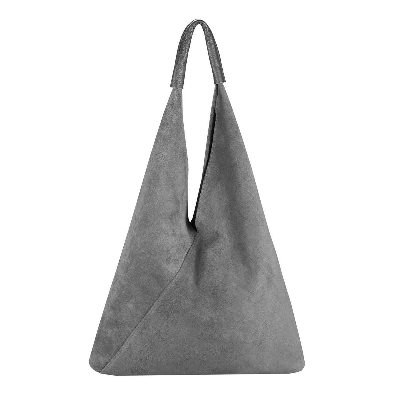 ITALYSHOP24 Schultertasche Made in Italy Damen XXL Leder Wildleder Tasche Shopper Umhängetasche, LEICHT SICHER & SMART unterm Arm tragbar MODERN & EDEL, CITY HOBO BAG