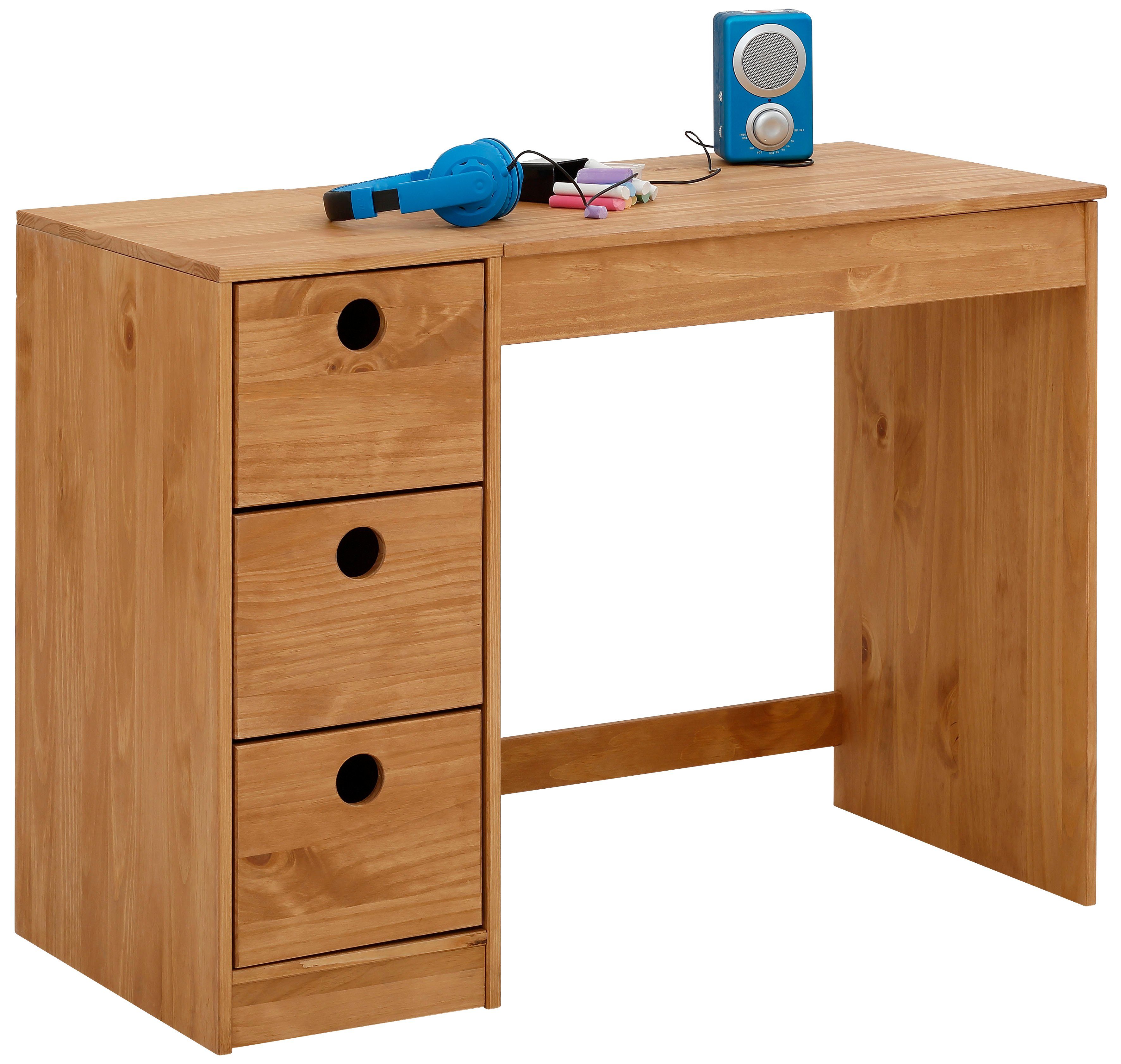 OTTO home Kinderschreibtisch Alpi, Kiefernholz, Wangengestell, mit 3 Schubk günstig online kaufen