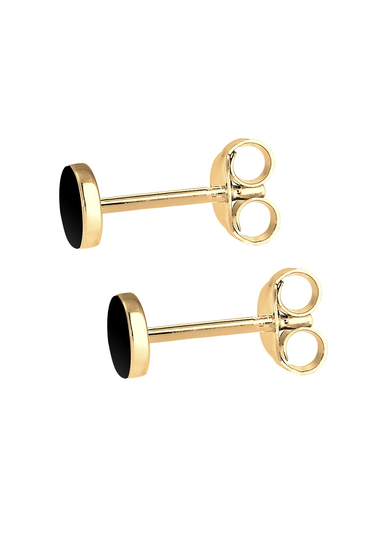 Elli Paar Ohrstecker Neu Rund Kreis Emaille Geo 925 Silber vergoldet, Geo