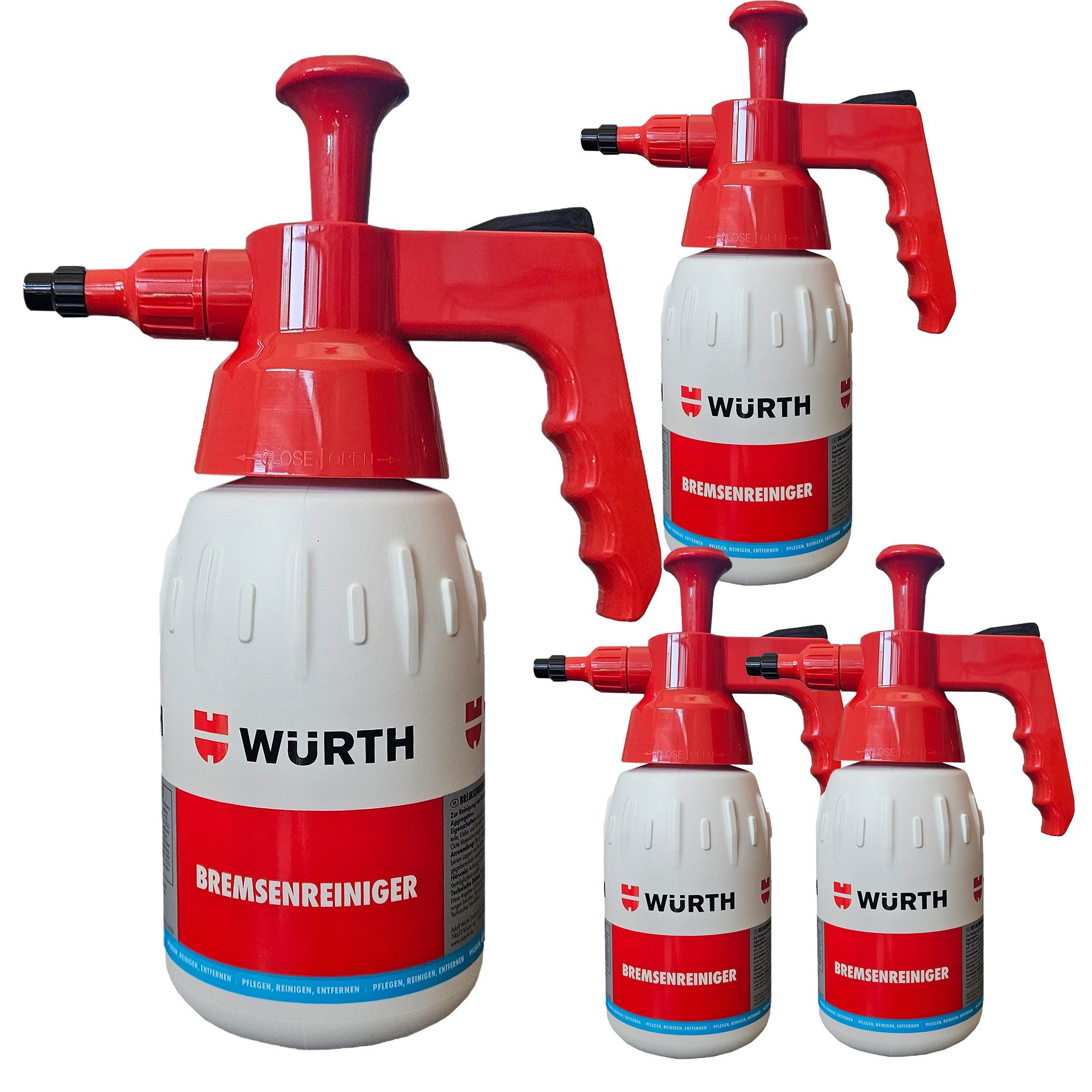 Würth Drucksprühgerät 4 x Würth Pumpsprühflasche 1 Liter für Bremsenreiniger 0891503002