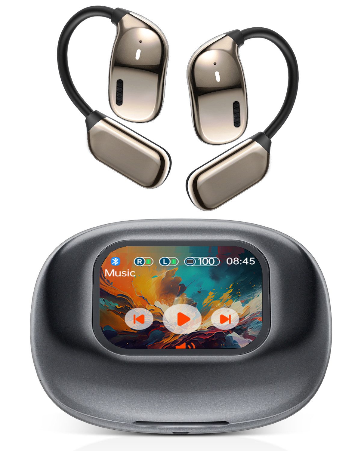 ibettertec Bluetooth Kopfhörer mit Touch Display Kopfhörer Kabellos In-Ear-Kopfhörer (Luftleitungs Kopfhörer mit Klare Anrufqualität und Intelligente Bassoptimierung, True-Wireless Rauschunterdrückungsfunktion, ANC Noise Cancelling kopfhoerer, HiFi Stereo Rauschunterdrückungsfunktion)