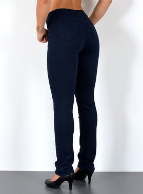 ESRA Straight-Jeans G1300 Damen Straight Fit Jeans-Hose High Waist, bis Übergröße / Plussize Größe, Damen Jeans Hose Gerade Hoch Bund, mit Stretch, Hohe Leibhöhe, bis Große Größen, Damen Jeans Straight Regular Fit, Damen Jeans Rot Blau Braun Grün Grau Schwarz Weiß