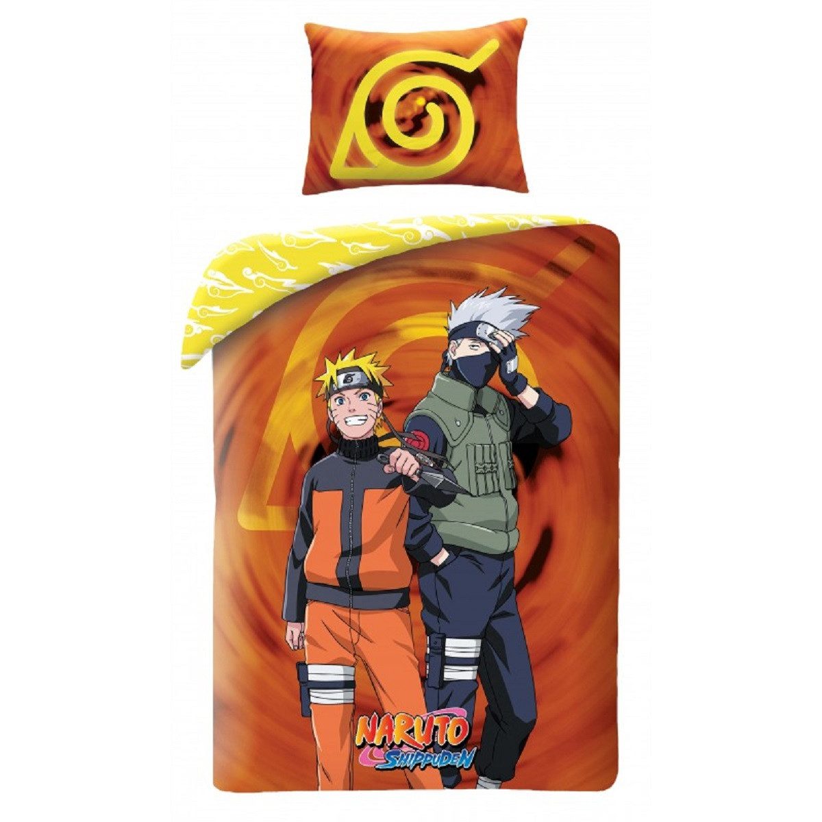 Naruto Bettwäsche Set Baumwolle Bettdeckenbezug 140 × 200 cm mit 70 × 90 cm Kissenbezug, 2 teilig