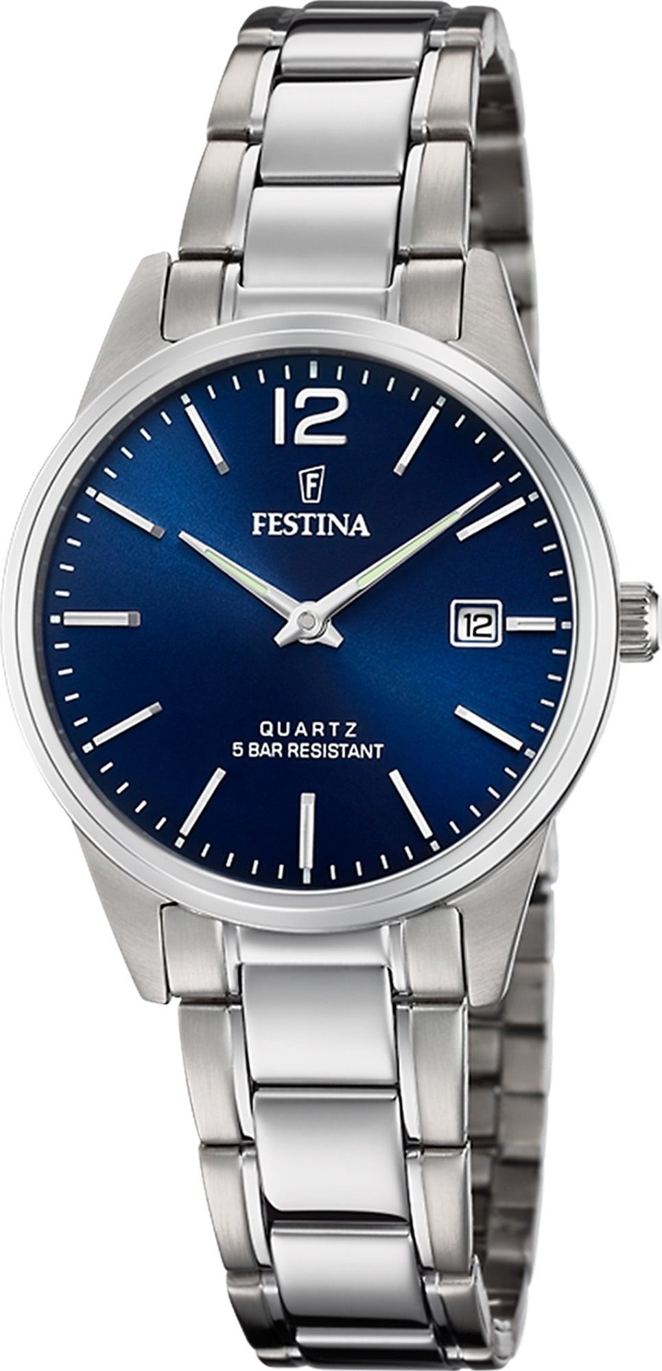 Festina Quarzuhr Festina Damen Uhr F20509/3 Edelstahlband, (Analoguhr), Damen Armbanduhr rund, Edelstahlarmband silber, Elegant
