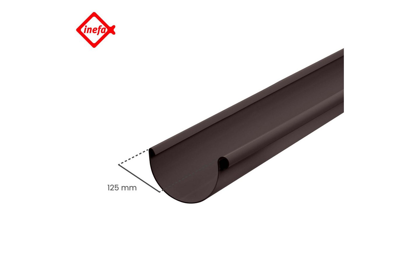 Thumbnail - INEFA Dachrinne Dachrinne halbrund 200cm PVC, NW 125. 1 Stück, Kunststoff, Rinne für Dach, Kunststoffrinne - für Gartenh...