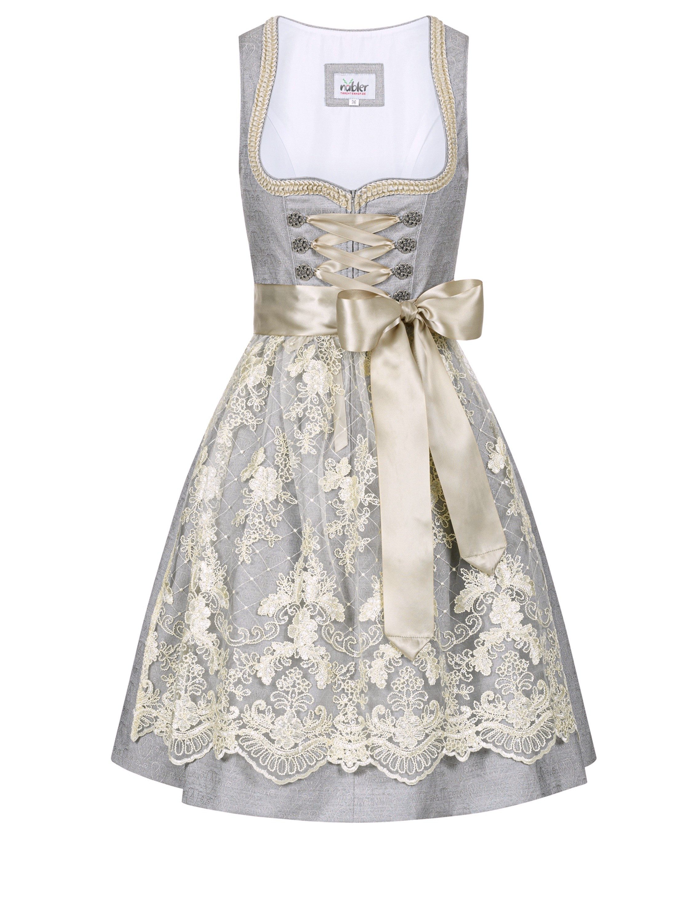 Nübler Dirndl Mini-Dirndl Flavia in Silberwolke von Nübler - Rocklänge 60 cm