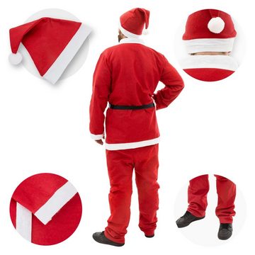 ECD Germany Weihnachtsmann Weihnachtsmann Kostüm Verkleidung für Weihnachten Nikolauskostüm, 5-teiliges Einheitsgröße S-XL Rot-Weiß