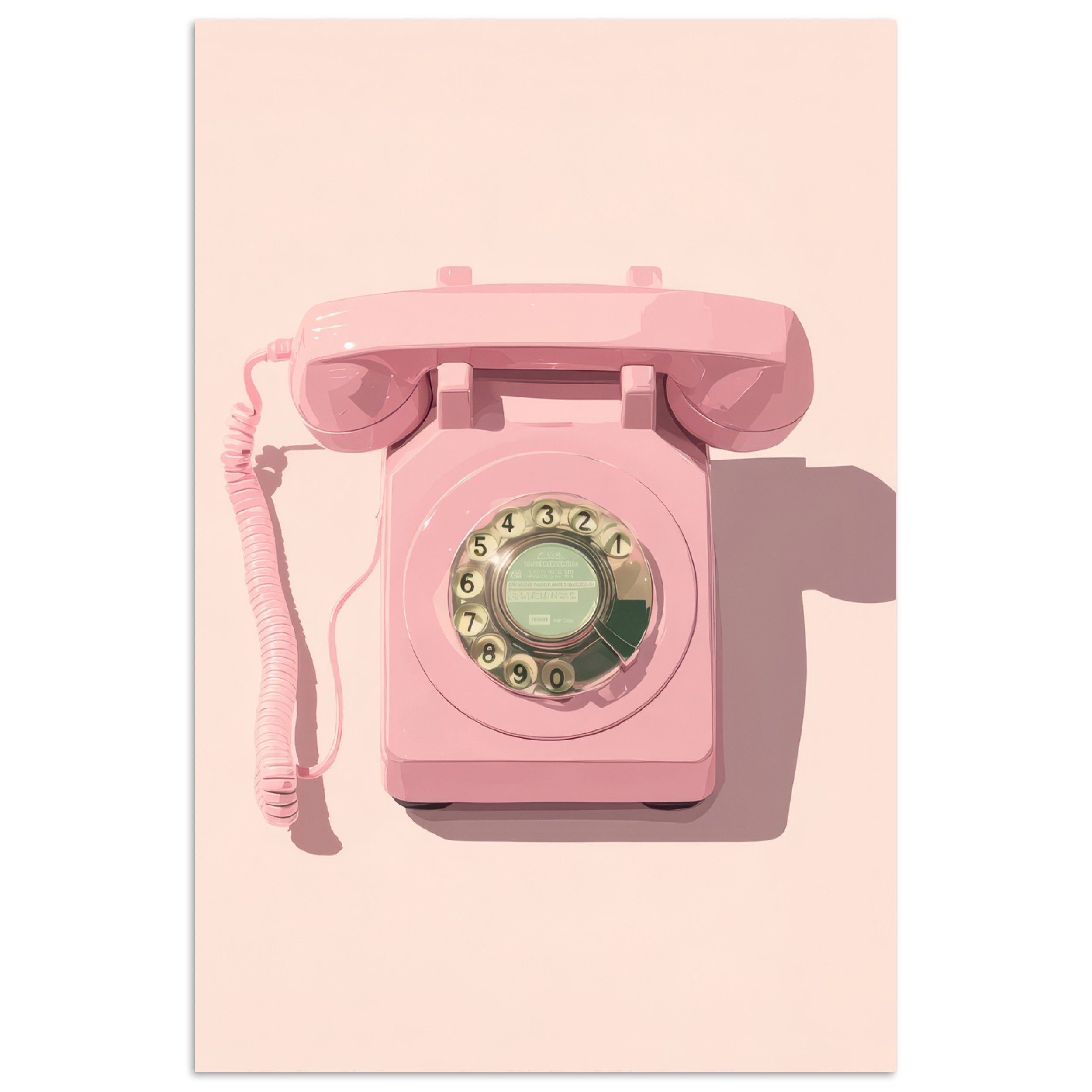 MuchoWow Poster Drehbares Telefon - Retro - Rosa, (1 St), Poster ohne Rahmen, Wandbild, Wandposter, 20x30 cm