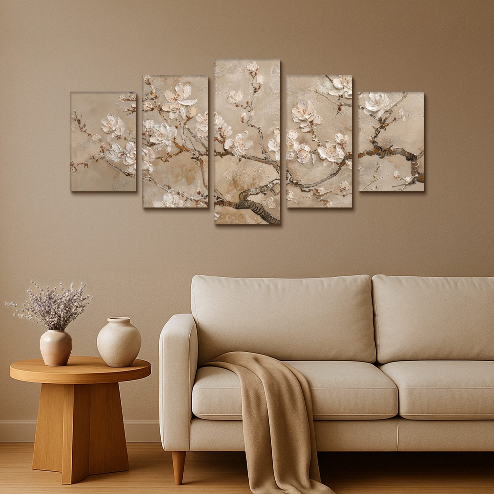 MuchoWow Leinwandbild Beige - Blüte - günstig online kaufen