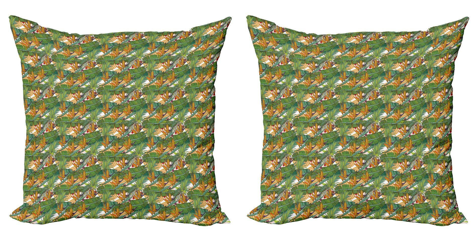 Kissenbezüge Modern Accent Doppelseitiger Digitaldruck, Abakuhaus (2 Stück), Exotisch Sommer-tropisches Laub Kunst