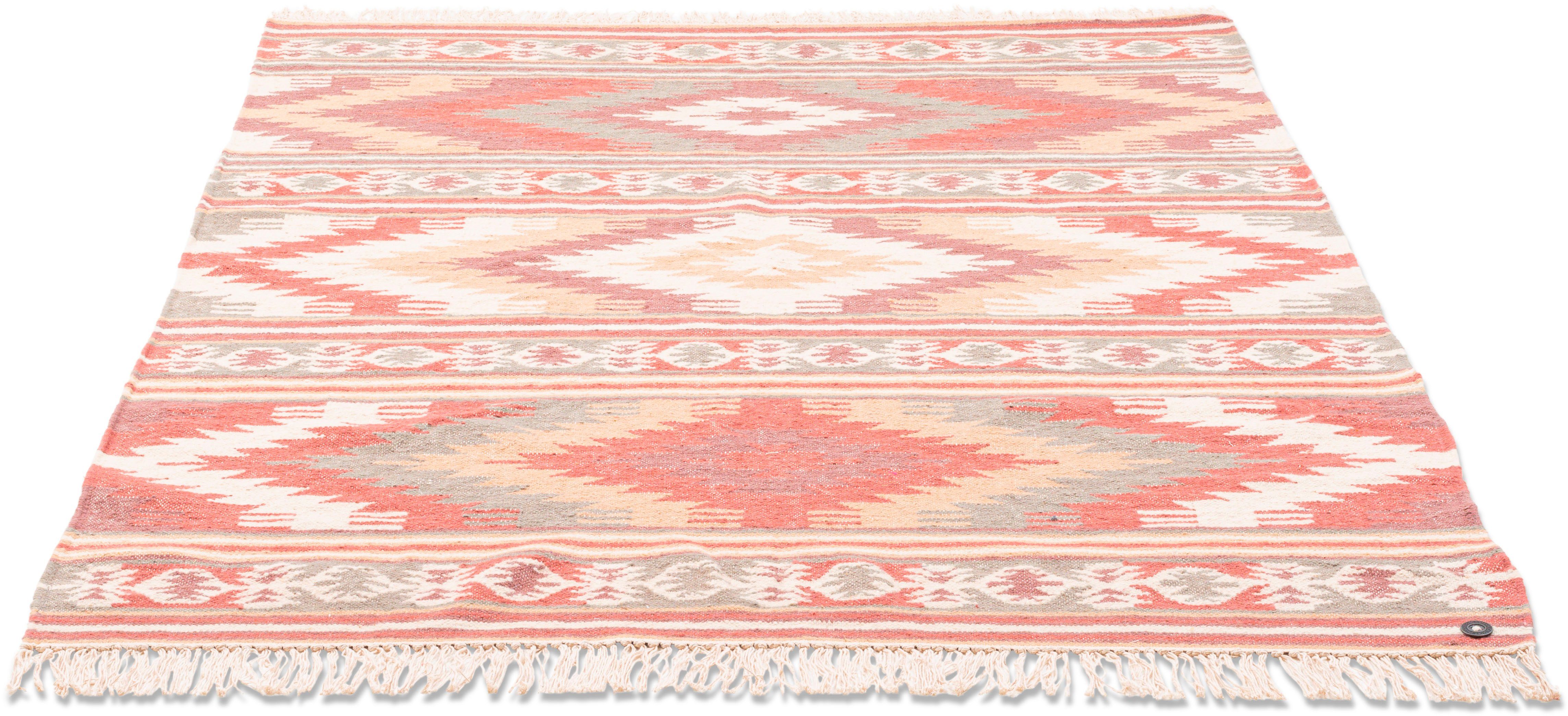 TOM TAILOR HOME Wollteppich Kelim Colors I, rechteckig, Höhe: 5 mm, reine Wolle, robust und strapazierfähig, mit Fransen, Boho-Style. Reduzierter Preis € 116,39. Unverbindliche Preisempfehlung € 159,00