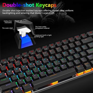 CROSS ZEBRA Regenbogen-LED-Hintergrundbeleuchtung MIT GLOW KEYS Gaming-Tastatur (Anti-Ghosting-Technologie,Hochwertige Materialien maximale Präzision)