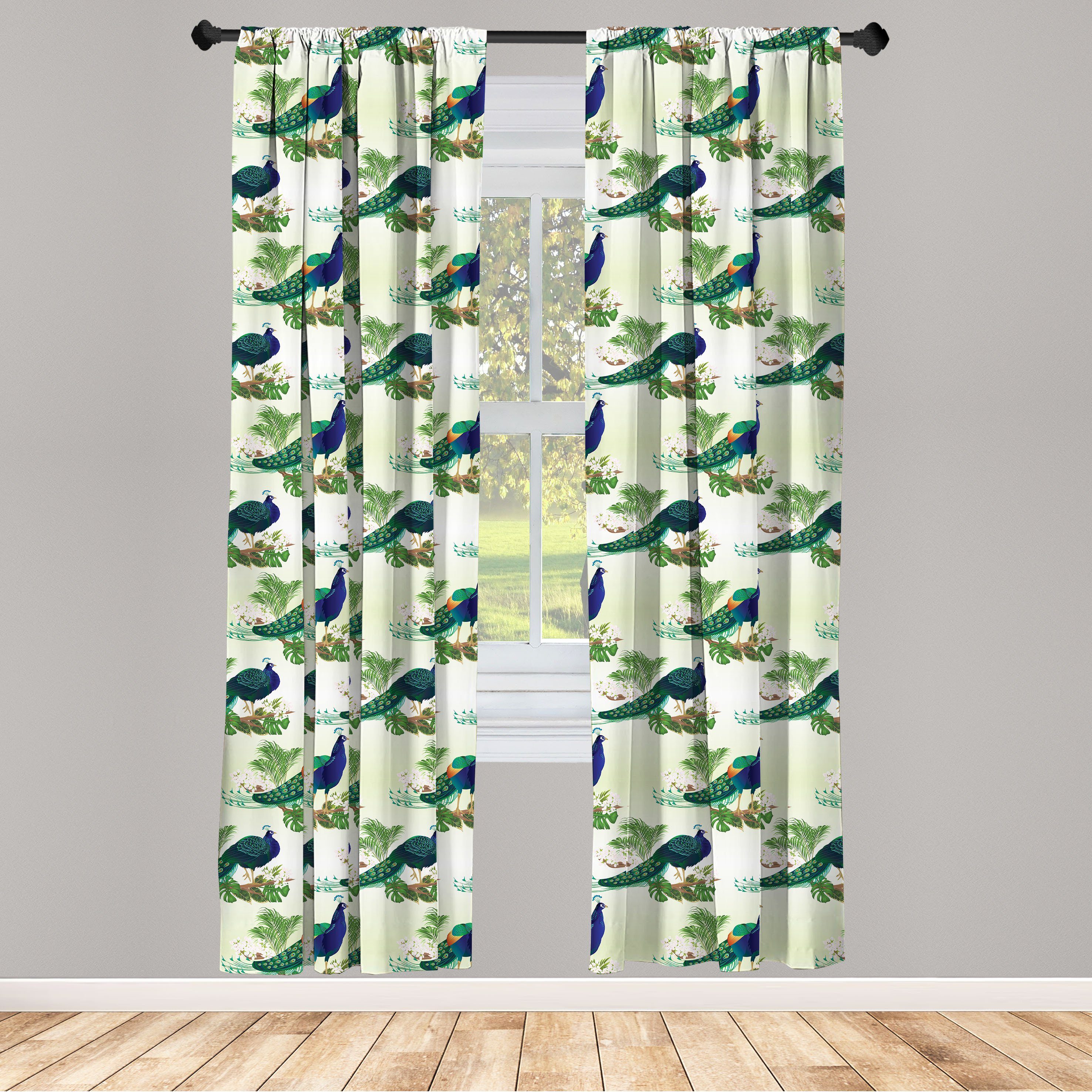 Gardine Vorhang für und Strauß Schlafzimmer Pfau Microfaser, Kunst Abakuhaus, Wohnzimmer Monstera Dekor