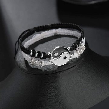 Fivejoy Armkette Yin-Yang-Seilarmband, Einstellbar (2-tlg), Kann zu Ihrem Lieblingsoutfit getragen werden