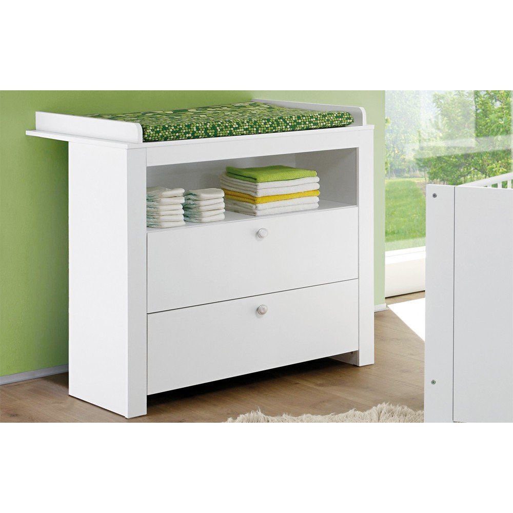 trendteam Wickelkommode Olivia, Wickeltisch Wickelschrank Wickelregal Babytisch weiß 96x101x69cm