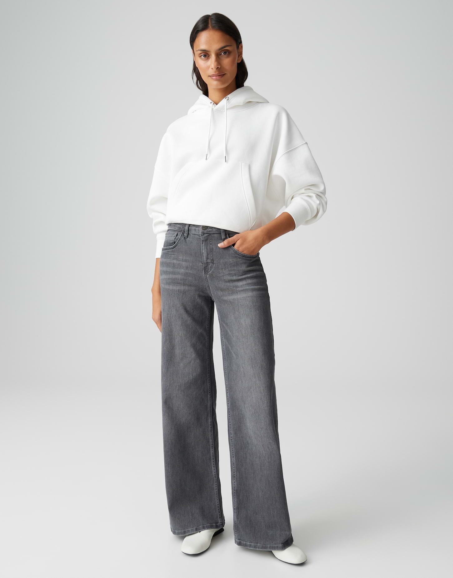 OPUS Palazzohose MINAH aus nachhaltigem BCI Cotton Mix Palazzo Fit, Long, Crinkle-Effekte